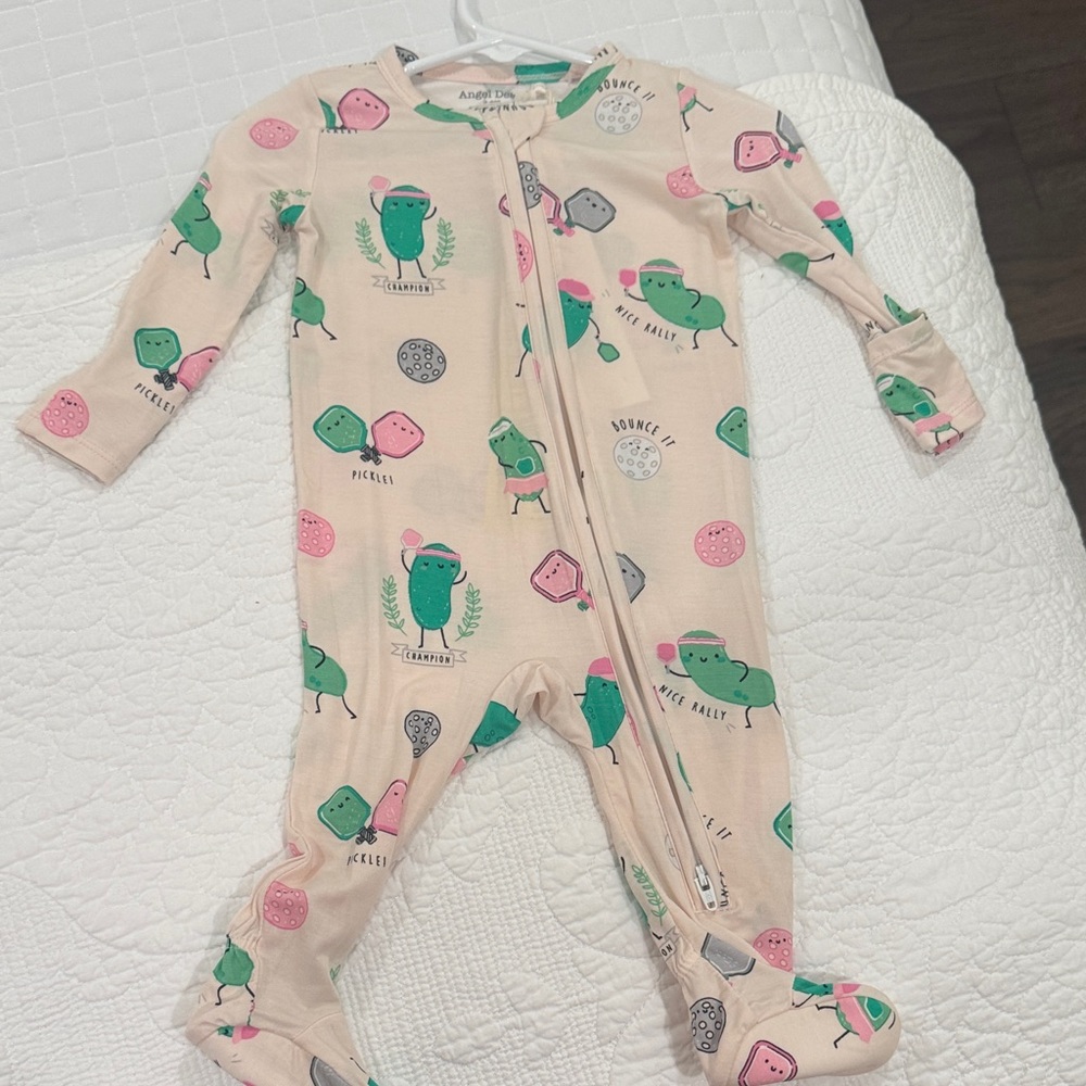 Angel Dear Cactus and Fruit Print Footie - Pink and Green